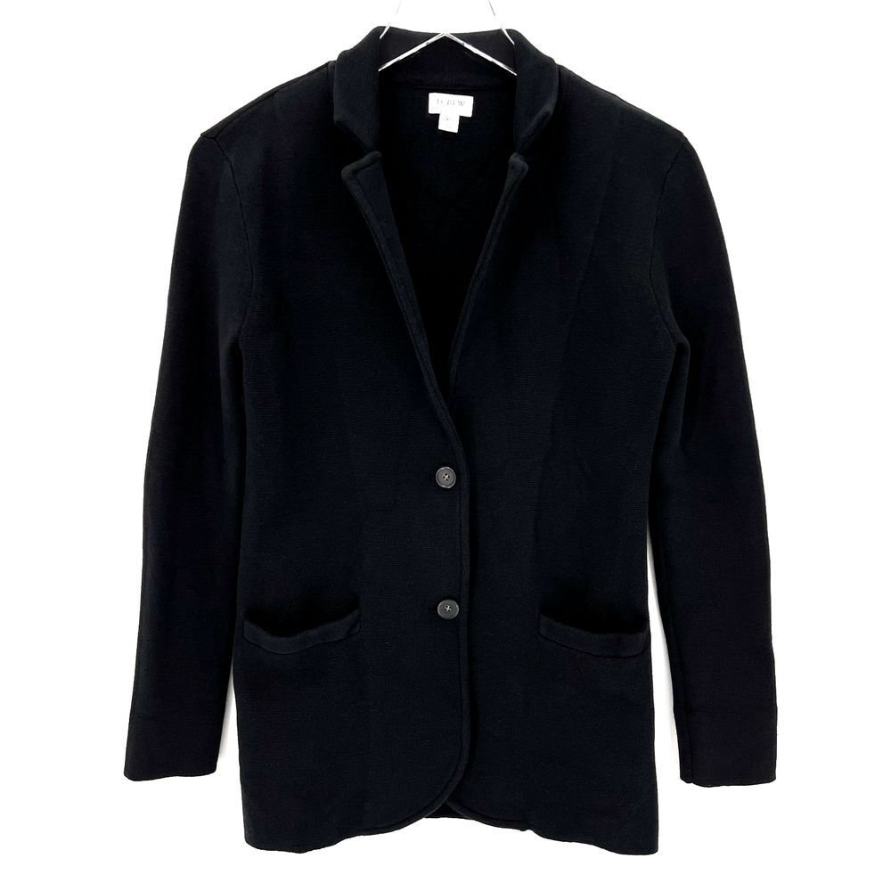 J‎ Crew Schoolboy Sweater Blazer Size XS Black Cotton Knit Office Academia G9309